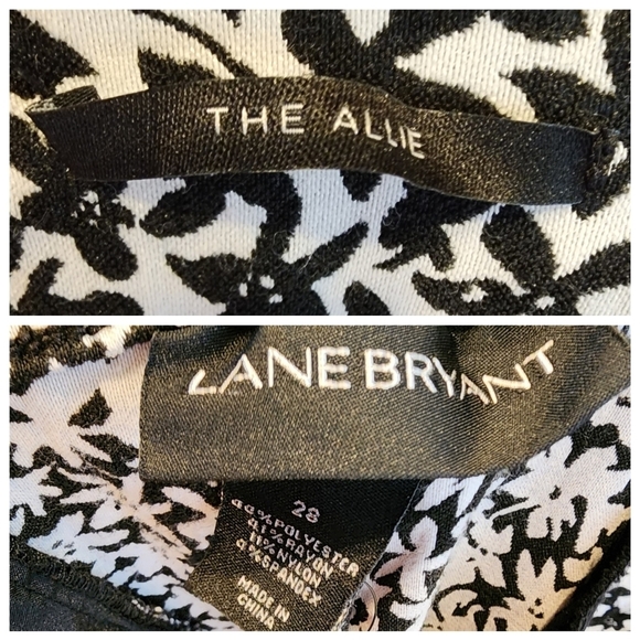 Lane Bryant Allie Black White Floral Pull on Stretch pants. Women's plus size 28 - Picture 4 of 15
